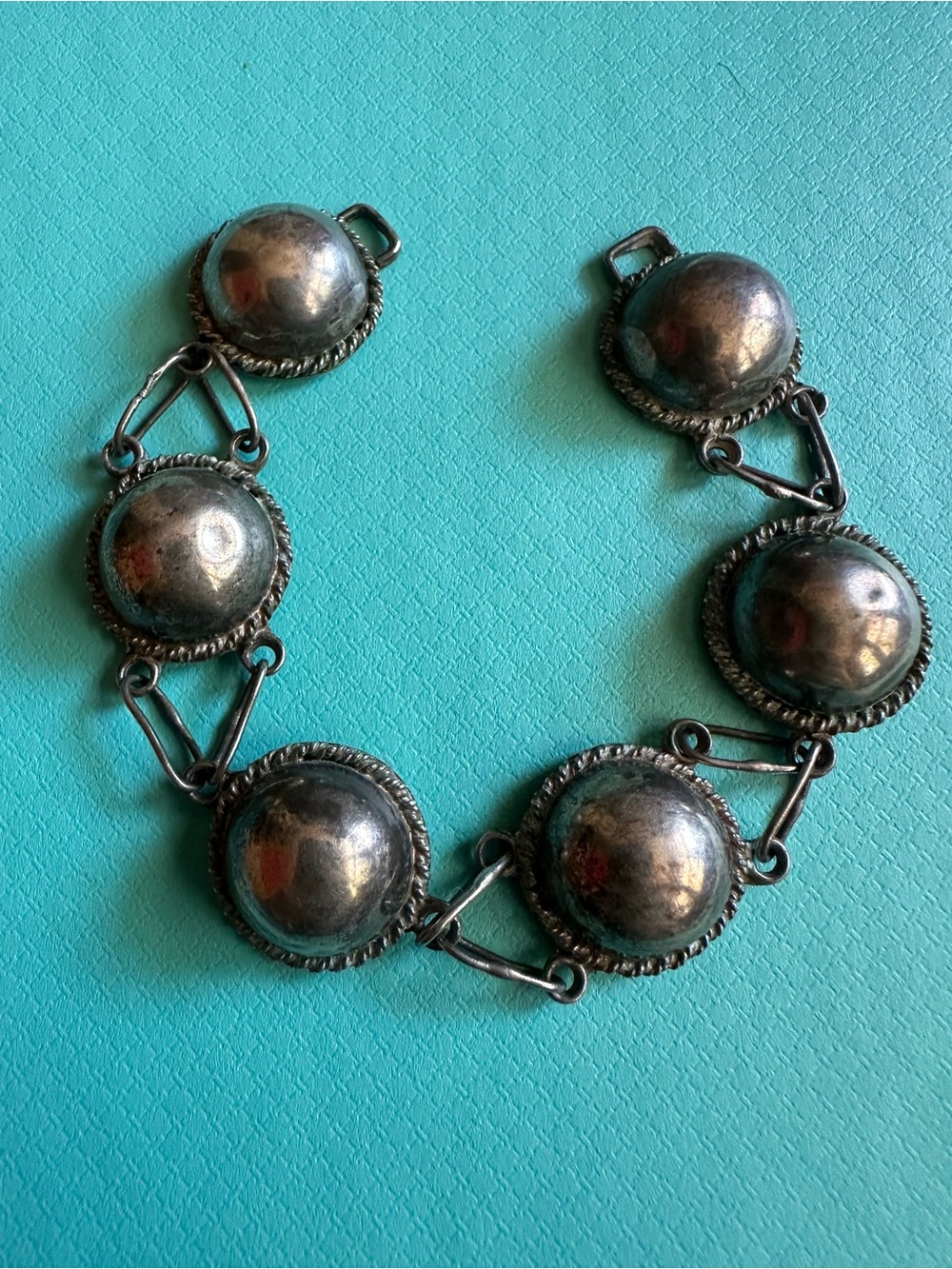 Vintage Native American Puffy Dome Sterling Bracelet